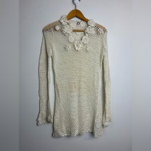 One Girl Who Crochet Sweater Top Size S/M Old Money Coquette Grunge 100% cotton